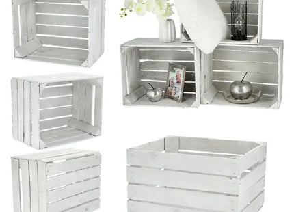 Gebrauchte weiße Holz-Obstkiste im Vintage-Stil TK Gruppe® Grosshandel 