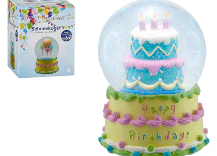 Geburtstag Spieluhr-Schneekugel, 10cm Durchmesser – Musikalisches Geschenk TK Gruppe® Grosshandel 