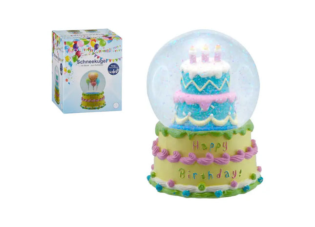 Geburtstag Spieluhr-Schneekugel, 10cm Durchmesser – Musikalisches Geschenk TK Gruppe® Grosshandel 