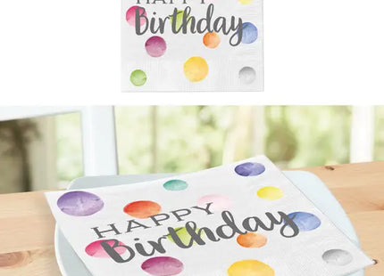 Geburtstags-Servietten 'Happy Birthday' mit bunten Punkten, 20er-Pack TK Gruppe® Grosshandel 