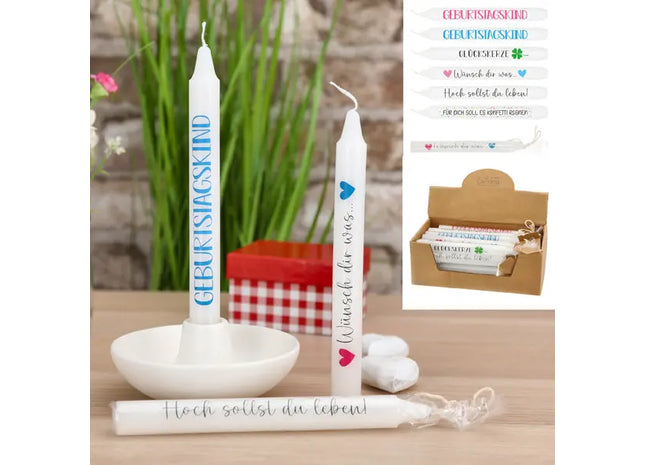 Geburtstags-Stabkerzen, 19x2 cm, 6er-Set - Bunte Dekoration für Festtage TK Gruppe® Grosshandel 