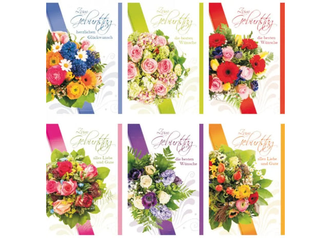 Geburtstagskarte 17x11.5cm Blumenstrauß TK Gruppe® Grosshandel 