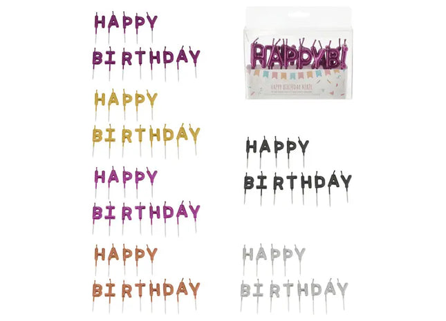 Geburtstagskerzen 'Happy Birthday', 6er-Set – Bunte Tortendekoration TK Gruppe® Grosshandel 