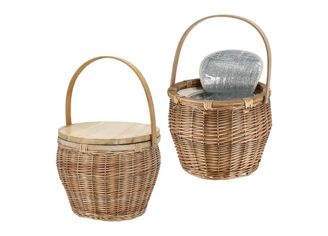 Geflochtener Picknickkorb - Rattan, ca. 34cmH: Stilvolles Zubehör für Outdoor-Speisen TK Gruppe® Grosshandel 