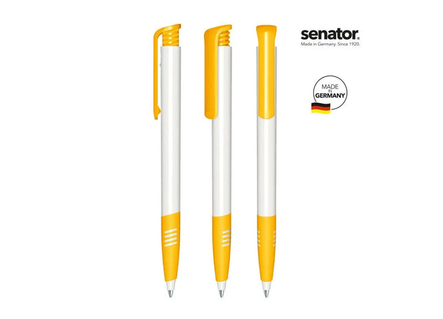 Super Hit Polished Basic SG Druckkugelschreiber - Weiß/Gelb Hochglanzpolierter Stift für präzises Schreiben TK Gruppe® Grosshandel 