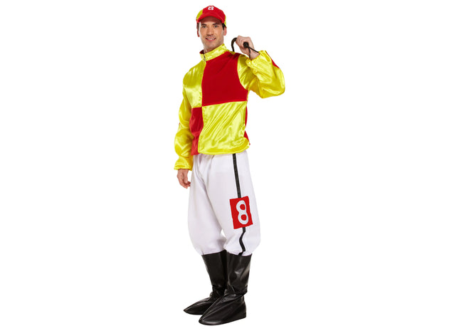 Verkleidung Erwachsener Jockey Rot/Gelb - Kostüm Für Erwachsene, Rennreiter Outfit TK Gruppe® Grosshandel 