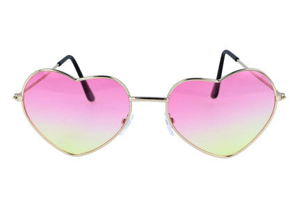 Ombre-Herzbrille Für Erwachsene, Rosa/Gelbe Linse Mit Silberrahmen - Modische Sonnenbrille TK Gruppe® Grosshandel 