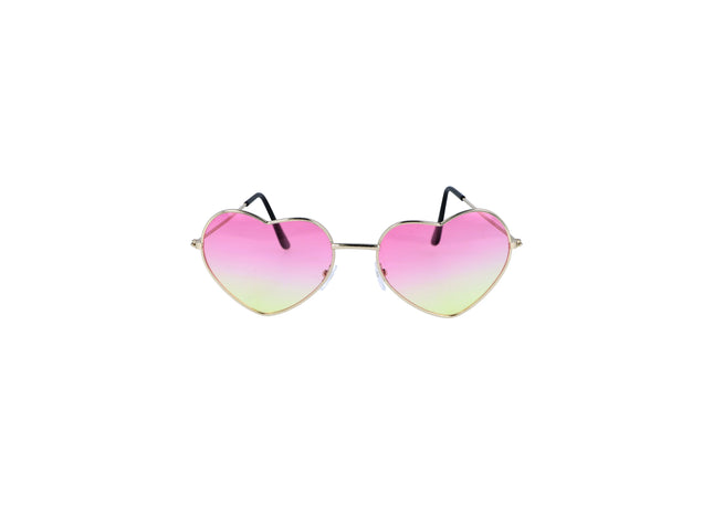 Ombre-Herzbrille Für Erwachsene, Rosa/Gelbe Linse Mit Silberrahmen - Modische Sonnenbrille TK Gruppe® Grosshandel 