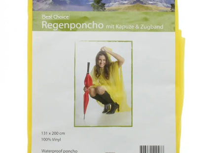 Gelber Regenponcho mit Kapuze und Kordelzug, 131x200cm, Wasserdicht TK Gruppe® Grosshandel 
