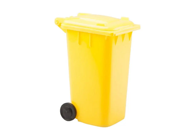 Gelber Stiftebehälter im Dustbin-Design - Kreativer Schreibtisch-Organizer TK Gruppe® Grosshandel 