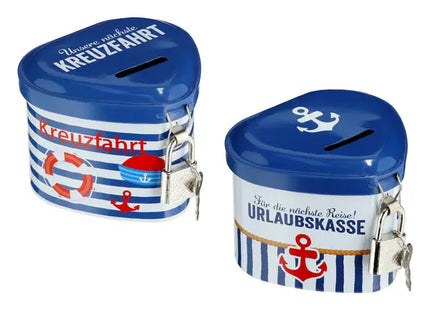 Geldbox Herz mit Schloss Maritim, 2er-Set – Stilvoller Geldhalter | Moderne maritime Deko TK Gruppe® Grosshandel 