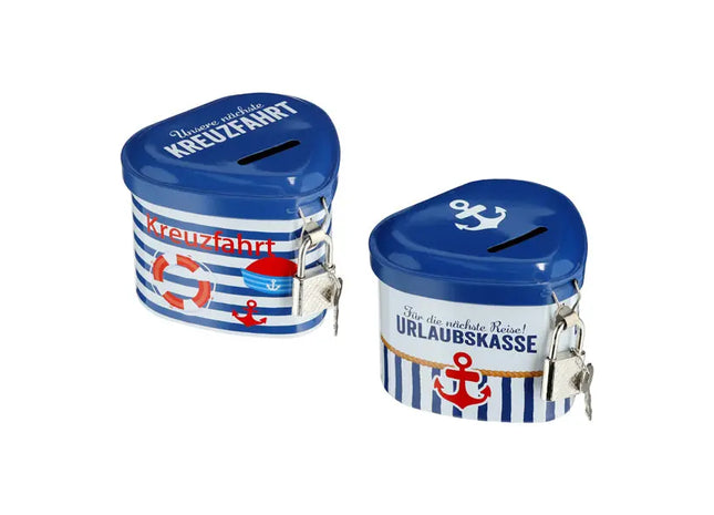 Geldbox Herz mit Schloss Maritim, 2er-Set – Stilvoller Geldhalter | Moderne maritime Deko TK Gruppe® Grosshandel 