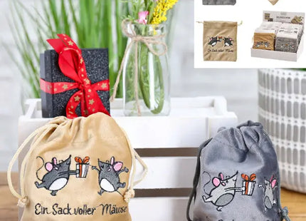 Geldgeschenk Beutel Mäuse, 2er-Set – Stilvoller Geldhalter | Moderne Filz-Geschenkbeutel mit Mäusedesign TK Gruppe® Grosshandel 