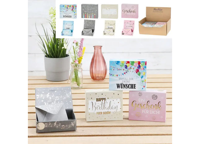 Geldgeschenk Musikbox Happy Birthday - 4er Set - Einzigartige musikalische Geschenkbox TK Gruppe® Grosshandel 