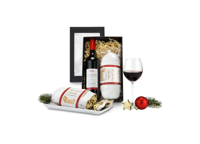 Genussvolles Geschenkset: Rotwein & Traditioneller Stollen – Festliche Köstlichkeiten TK Gruppe® Grosshandel 