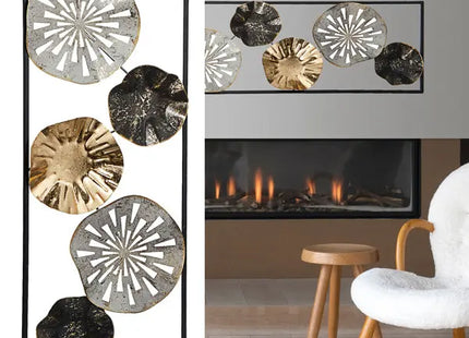 Gerahmte Metall-Wanddekoration, Design 2, Ca. 60 cm Hoch - Stilvolles Wandelement TK Gruppe® Grosshandel 