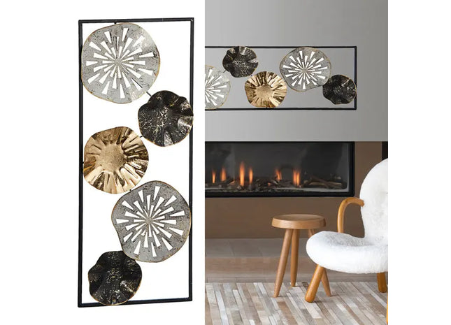 Gerahmte Metall-Wanddekoration, Design 2, Ca. 60 cm Hoch - Stilvolles Wandelement TK Gruppe® Grosshandel 