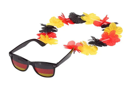 Germany Spaßbrille mit Blumenkette in Nationalfarben TK Gruppe® Grosshandel 