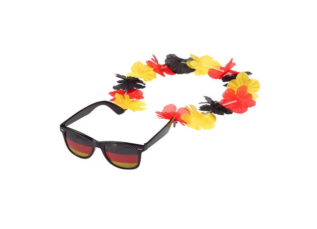 Germany Spaßbrille mit Blumenkette in Nationalfarben TK Gruppe® Grosshandel 