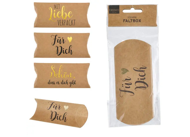 Geschenk Faltbox mit Sprüchen - 3er Set, ca. 14x6cm, Dekorative Verpackung für besondere Anlässe TK Gruppe® Grosshandel 