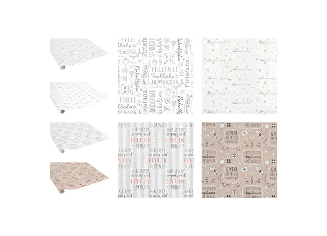 Geschenkpapier mit motivierenden Sprüchen - 70x200 cm, Sortierte Muster, 4er Set TK Gruppe® Grosshandel 