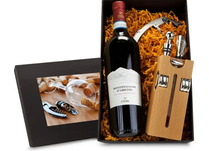 Geschenkset: Buchenholz-Block mit Premium Wein - Exquisit und Praktisch TK Gruppe® Grosshandel 