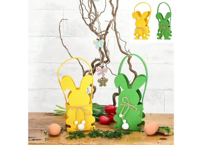 Geschenktasche Filz Hase Set, 2 Stück, 28x12cm | Süße Filz-Hasentaschen | Perfekt für Geschenke TK Gruppe® Grosshandel 