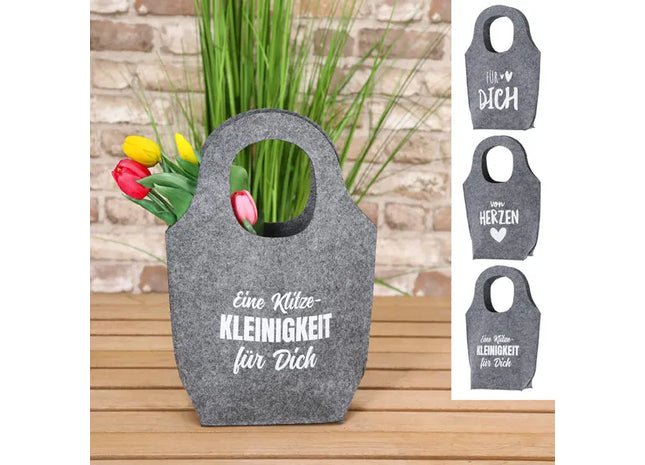 Geschenktasche aus Filz mit Spruch, 3er-Set – Stilvolle Geschenkverpackung | Dekorative Filztaschen TK Gruppe® Grosshandel 