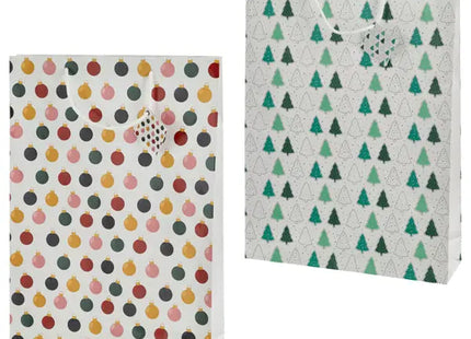Geschenktüte, Weiß Weihnachten, 2er-Set, XL, ca. 46cm Höhe – Stilvolle Verpackung für große Geschenke TK Gruppe® Grosshandel 
