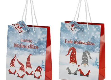 Geschenktüte, Wichtel-Design 1, 2er-Set, mittel, ca. 23cm hoch – Hochwertige Geschenkverpackung TK Gruppe® Grosshandel 