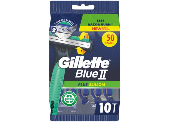 Gillette Blue II Plus Slalom Einwegrasierer, 10er Pack - Präzises Glattrasieren TK Gruppe® Grosshandel 