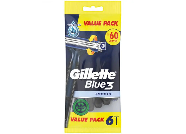 Gillette Blue3 Glatt Einwegrasierer, 6er-Pack TK Gruppe® Grosshandel 