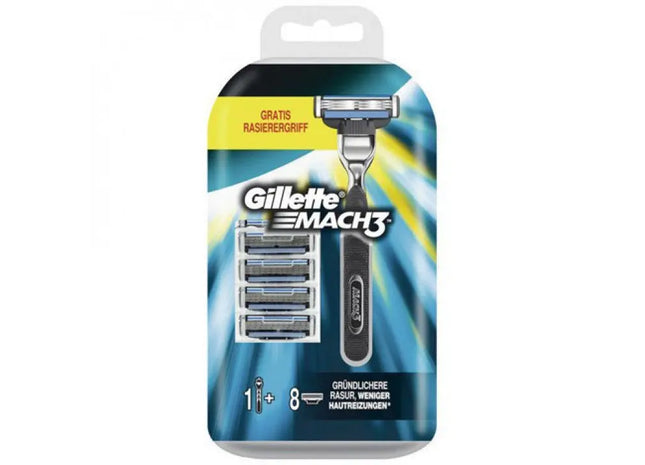 Gillette Mach3 Rasierset mit 8 Ersatzklingen - Präzises Rasurerlebnis TK Gruppe® Grosshandel 