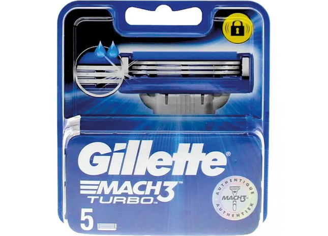 Gillette Mach3 Turbo Rasierer mit 5 Klingen, Hochleistungsrasur TK Gruppe® Grosshandel 
