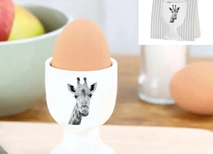 Giraffen-Eierbecher auf Karte, Lustiges Design, ca. 7cm Hoch TK Gruppe® Grosshandel 