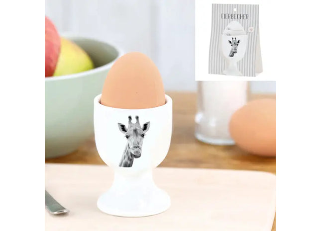 Giraffen-Eierbecher auf Karte, Lustiges Design, ca. 7cm Hoch TK Gruppe® Grosshandel 