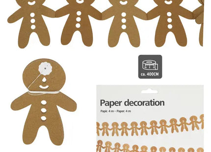 Girlande Lebkuchenmännchen, braun, ca. 4m Länge - Weihnachtsdeko für festliche Stimmung TK Gruppe® Grosshandel 