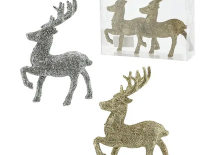 Glamouröse Hirsch-Figuren, 2er Set, Klein, 12cm – Elegante Dekoration TK Gruppe® Grosshandel 