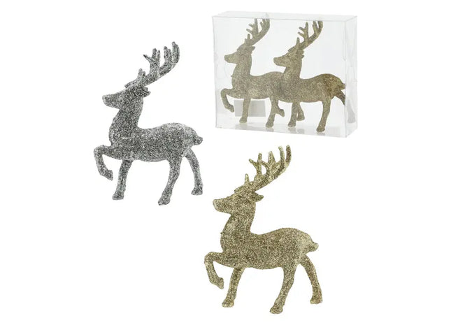 Glamouröse Hirsch-Figuren, 2er Set, Klein, 12cm – Elegante Dekoration TK Gruppe® Grosshandel 