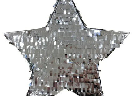 Glamouröse Silberne Stern-Piñata, ca. 36cm | Funkelnder Party-Spaß TK Gruppe® Grosshandel 