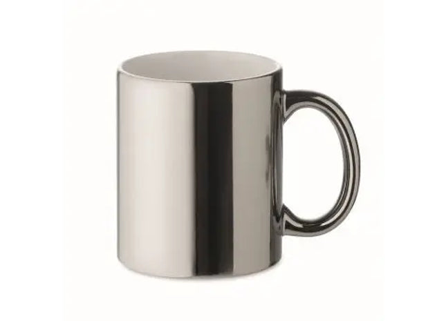 Glamouröser Keramikbecher 300 ml - Silber Glänzend HOLLY Design Stilvoller und moderner Trinkgenuss TK Gruppe® Grosshandel 