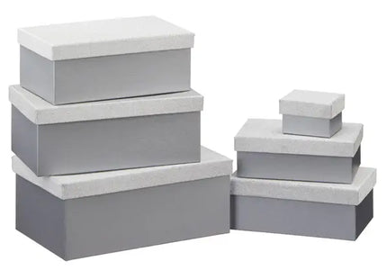 Glamouröses Boxenset, Silber, Rechteckig, 6er Set - Elegante Aufbewahrungslösung TK Gruppe® Grosshandel 