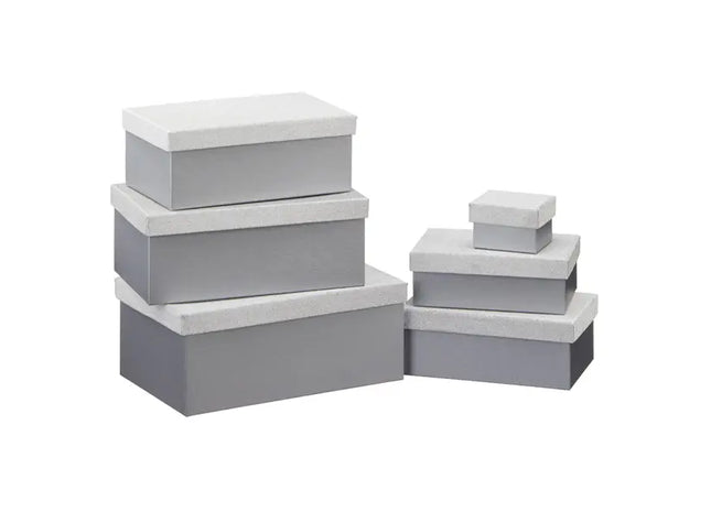 Glamouröses Boxenset, Silber, Rechteckig, 6er Set - Elegante Aufbewahrungslösung TK Gruppe® Grosshandel 