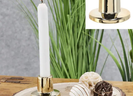 Glänzender Goldener Stabkerzenhalter, Elegantes Design, 6,5 cm Höhe TK Gruppe® Grosshandel 