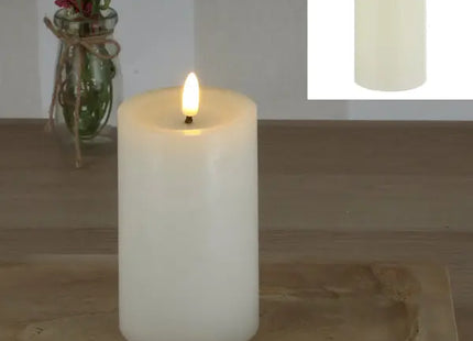 Glanzvolle LED Echtwachskerze, Cremefarben, ca. 7,5x12,5cmH - Strahlende Atmosphäre TK Gruppe® Grosshandel 