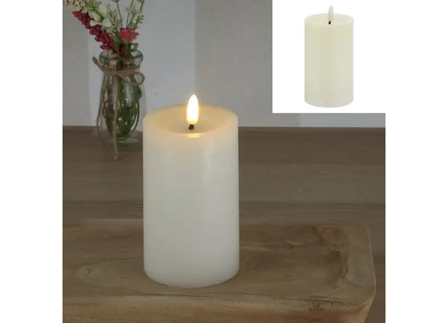 Glanzvolle LED Echtwachskerze, Cremefarben, ca. 7,5x12,5cmH - Strahlende Atmosphäre TK Gruppe® Grosshandel 