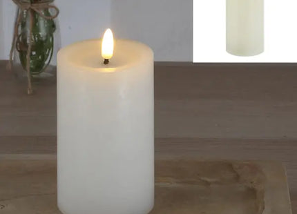 Glanzvolle LED Echtwachskerze, Cremefarben, ca. 7,5x15cmH - Schimmerndes Ambiente TK Gruppe® Grosshandel 