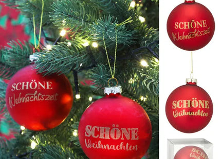 Glas-Christbaumkugeln mit XMas-Spruch, 2er-Set, Durchmesser 8cm TK Gruppe® Grosshandel 