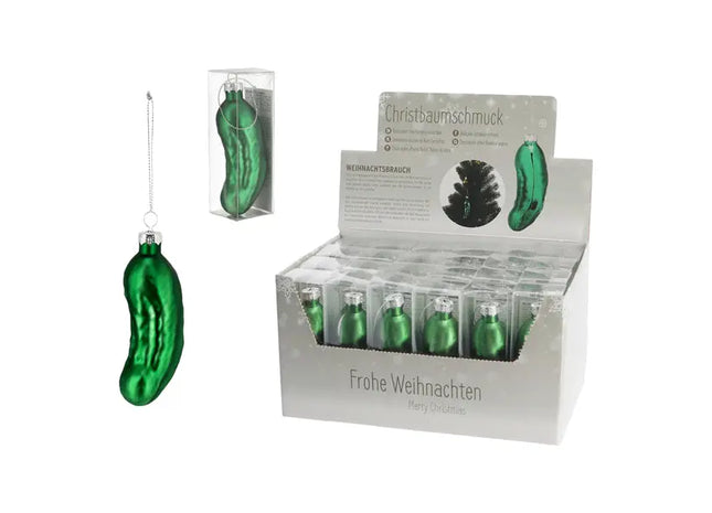 Glas-Gurke als Christbaumschmuck, Traditionelle Weihnachtsdekoration, 11cm TK Gruppe® Grosshandel 