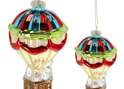 Glas-Heißluftballon Christbaumschmuck, ca. 14 cm – Abenteuerliche Weihnachtsdeko TK Gruppe® Grosshandel 